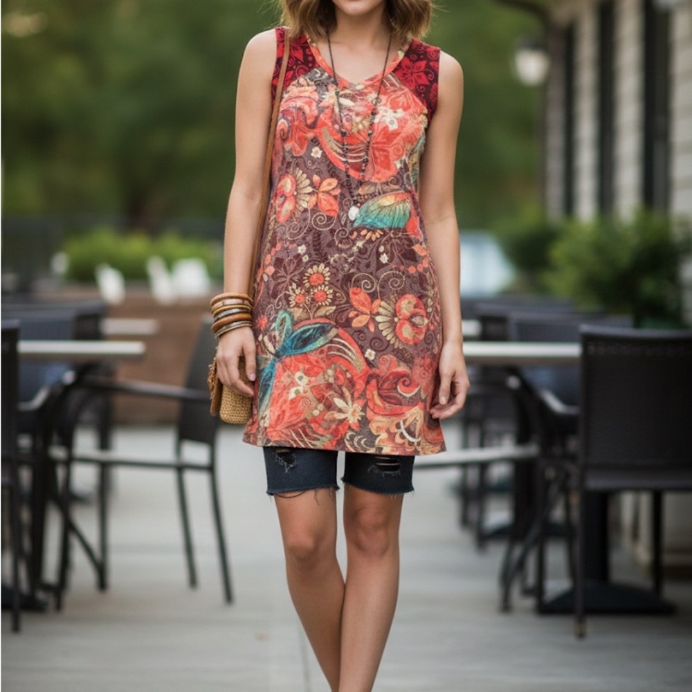 Mejor Estilo Floral Sleeveless Top Size 4